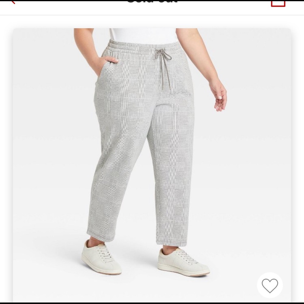 Grey plaid pull on pants 2X